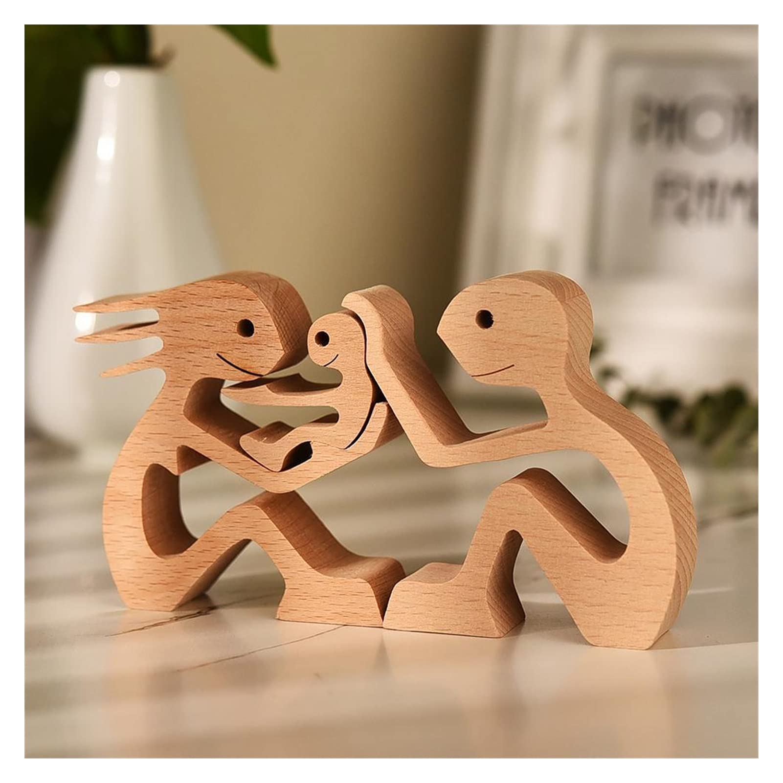 Amazon.co.jp: ZHANGLE 家族の木造像カップル置物家の装飾クラフト