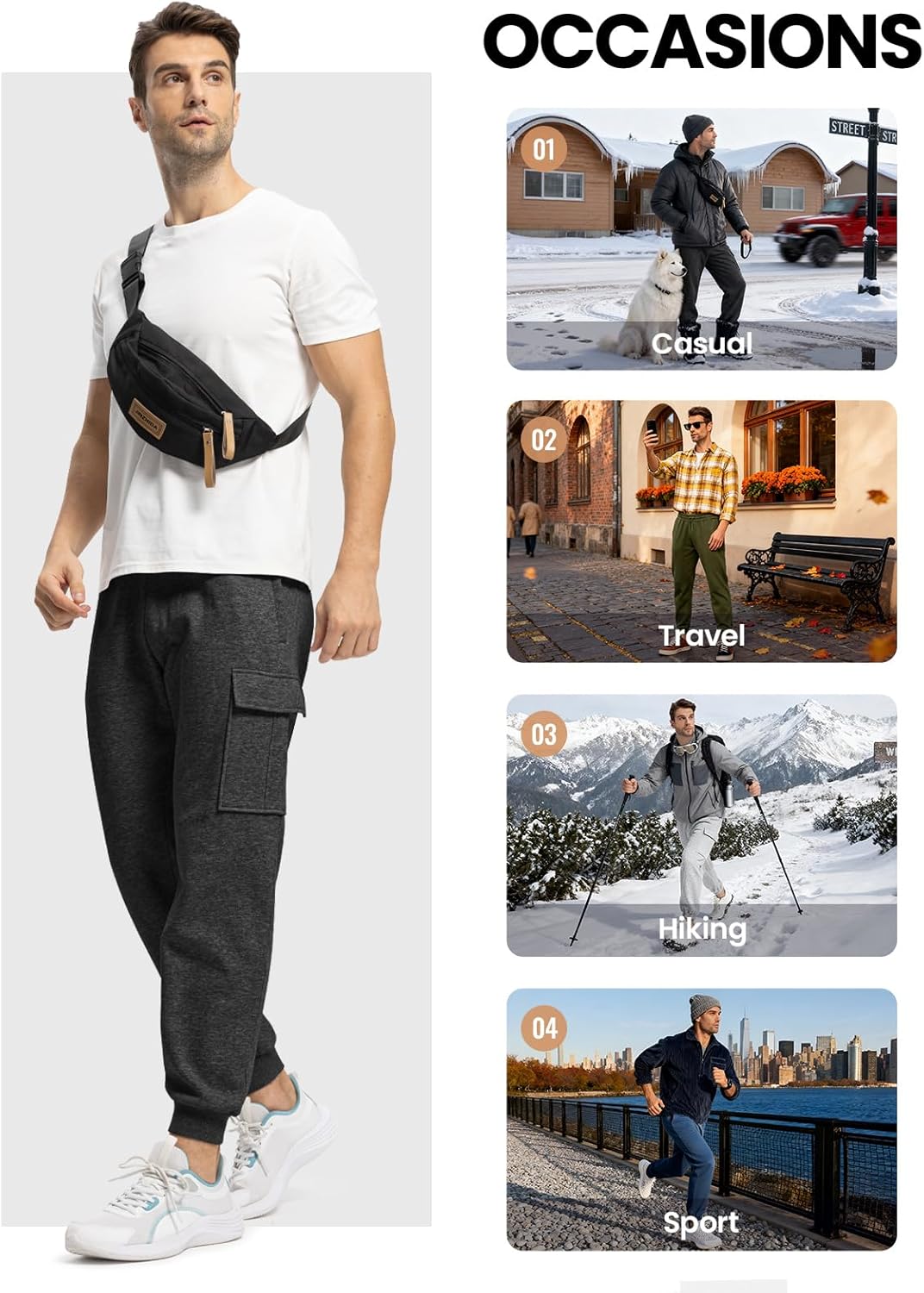 TBMPOY Men's Cargo Fleece Lined Jogger Pants - Image 6