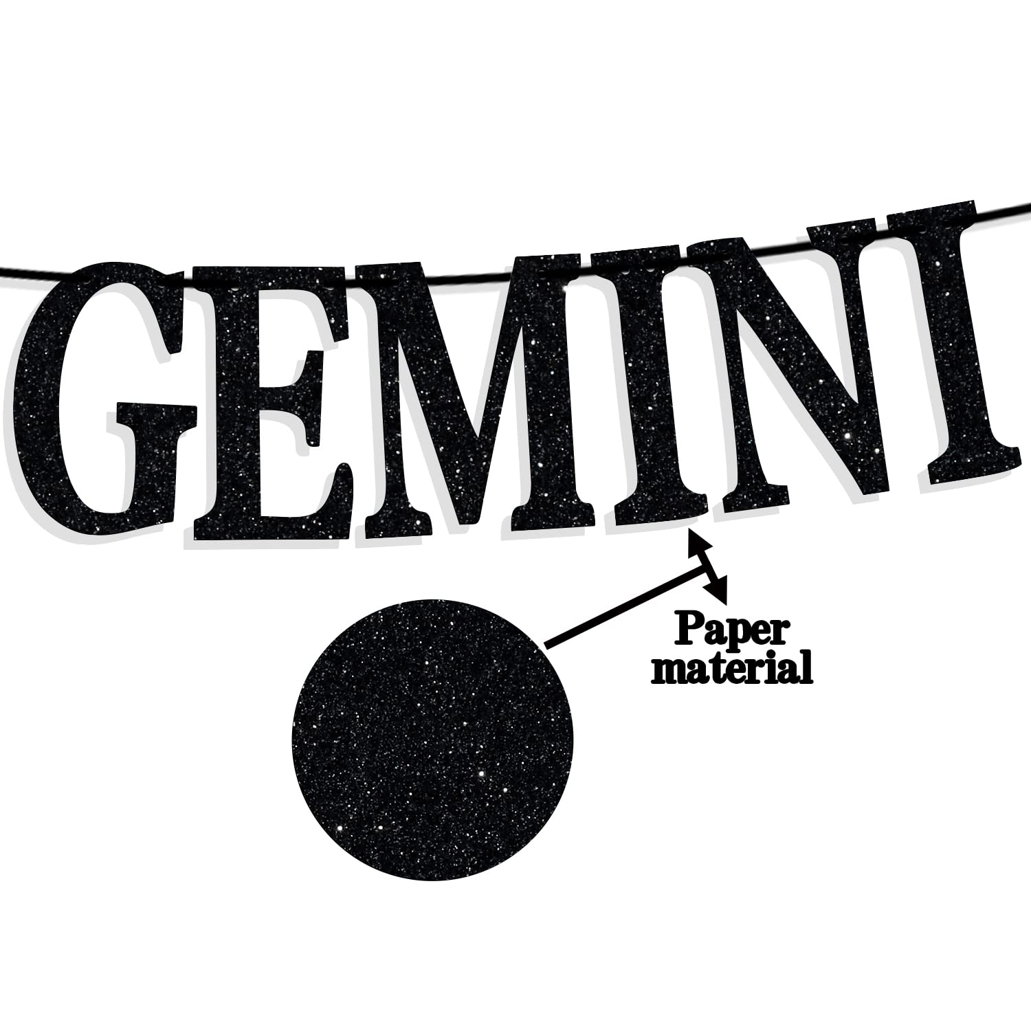"It's Giving Gemini" Zodiac Birthday Banner - Pre-Strung Glitter Banner For Gemini Parties - View #9