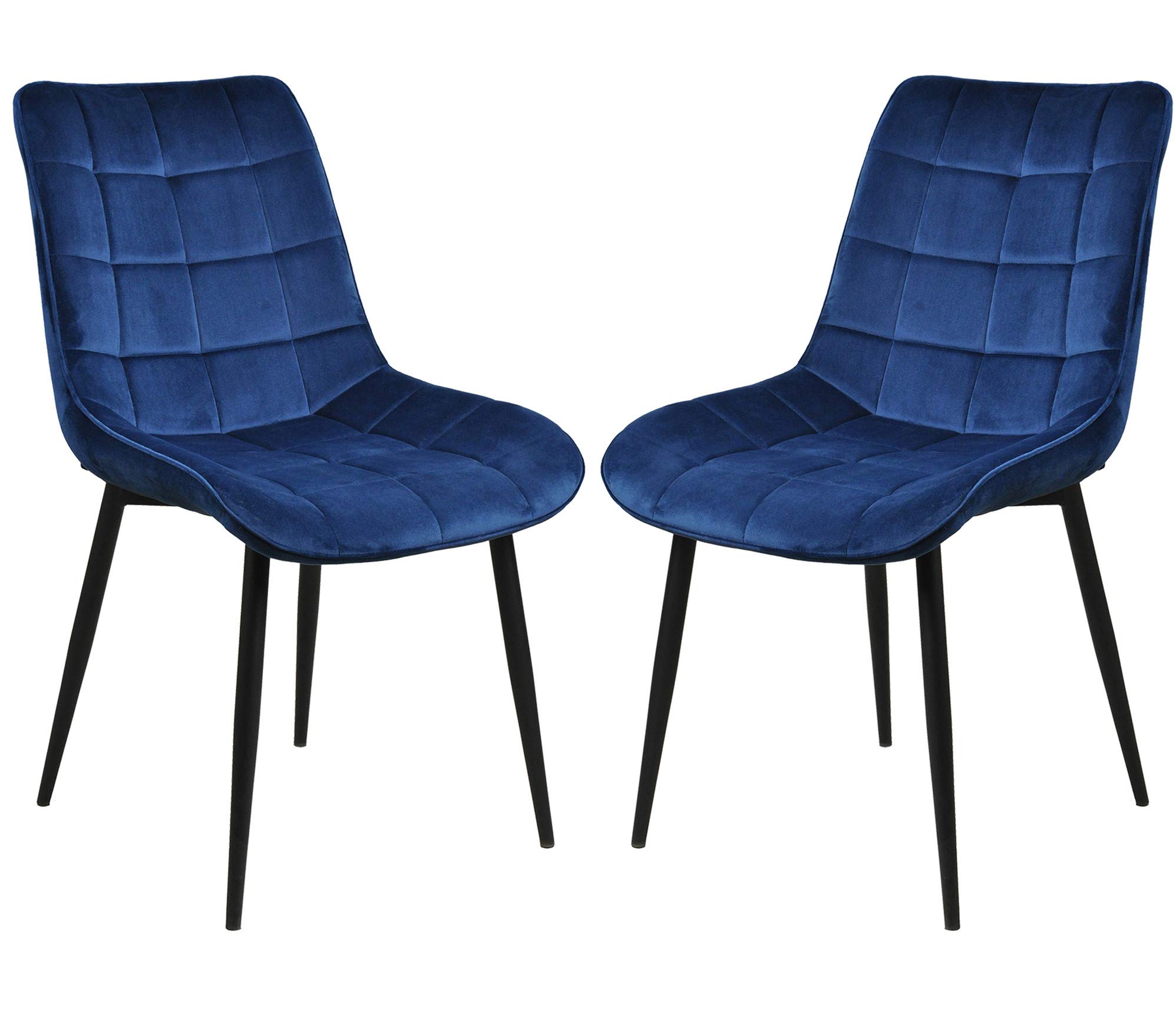Velvet Dining Chairs Upholstered Side Chair with Metal Legs Modern Accent Chairs for Home Kitchen Waiting Room(Set of 2, Blue)-3 to 5 Business Days Arrive