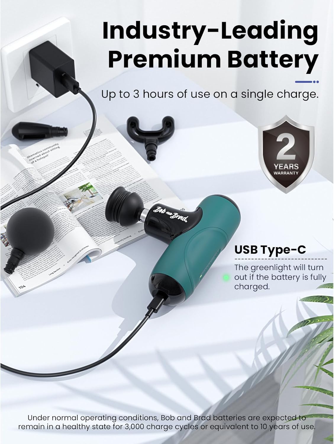 BOB AND BRAD Q2 Mini Massage Gun, Pocket-Sized Deep Tissue Massager Gun, Portable Percussion Muscle Massager Gun, Ultra Small & Quiet Muscle Massage Gun with Carry Case -Green - Image 4