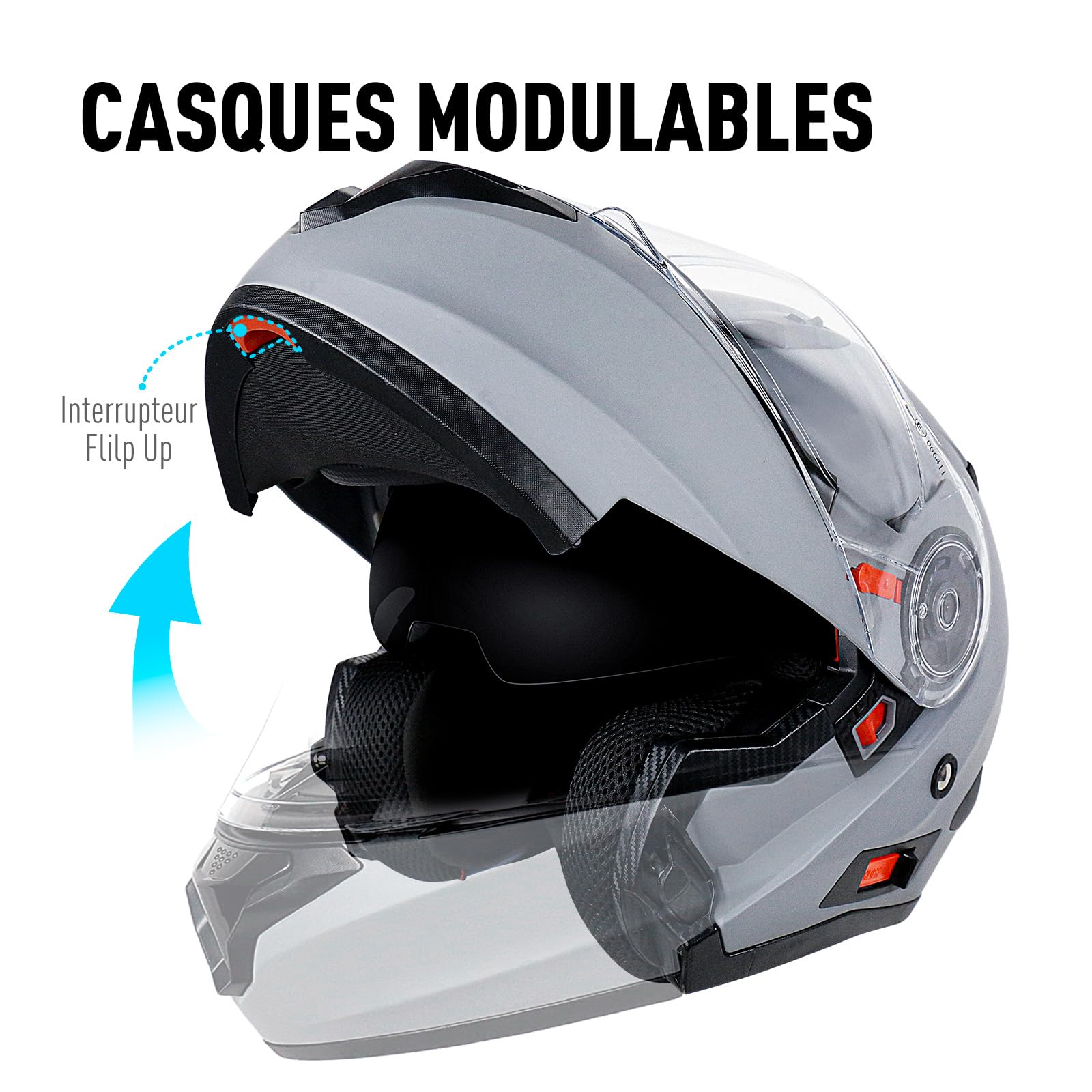 Casque de Moto intégral, Casque Modulable Moto ECE 22.06 Homologué pour Femme Homme Adultes