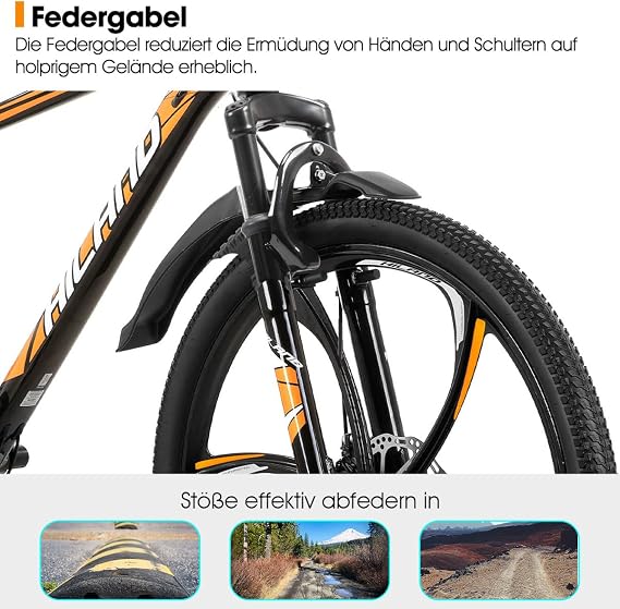 HILAND 26 inch mountain bike for adults 3/6 spoked bike 18 speed men's mountain bike with double disc brake 26 inch MTB aluminum frame bike