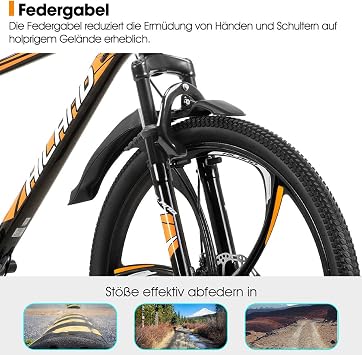 HILAND 26 inch mountain bike for adults 3/6 spoked bike 18 speed men's mountain bike with double disc brake 26 inch MTB aluminum frame bike