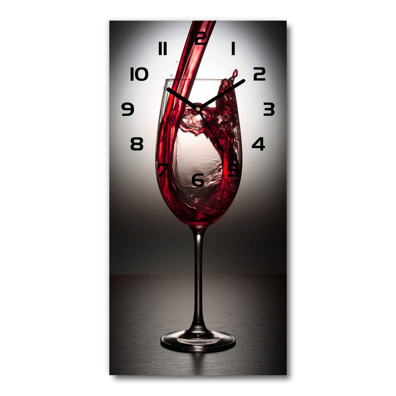Tulup Reloj de pared silencioso de cristal, 30 x 60 cm, vino tinto moderno, cocina