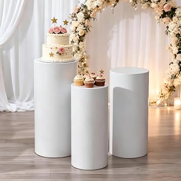 3PCS Metal Cylinder Pedestal Stand for Party Wedding Display Plinth Pillars