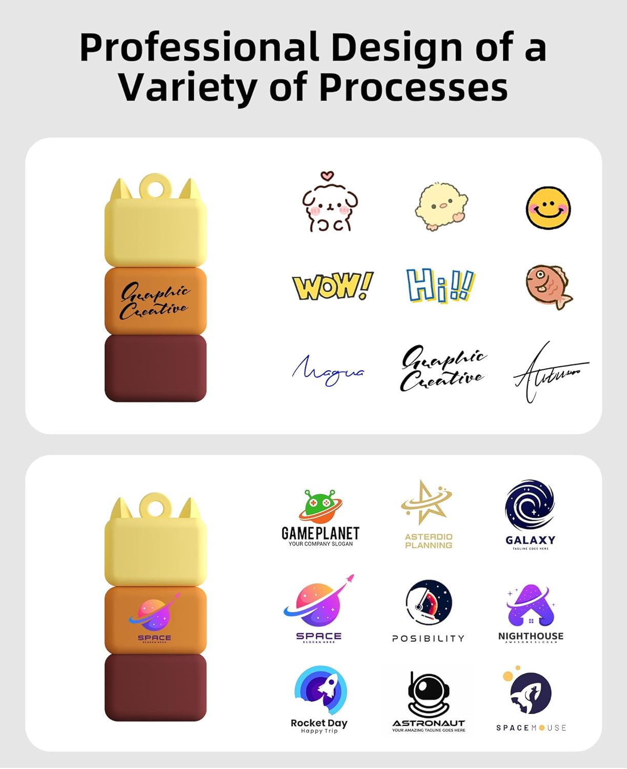 Custom Personalized USB Type C Flash Drive 64GB/128GB/256GB, USB 3.0 2 in 1 OTG Dual Flash Drive, Jenna Cat Design Cute Thumb Drive, Waterproof & Small Size Memory Stick