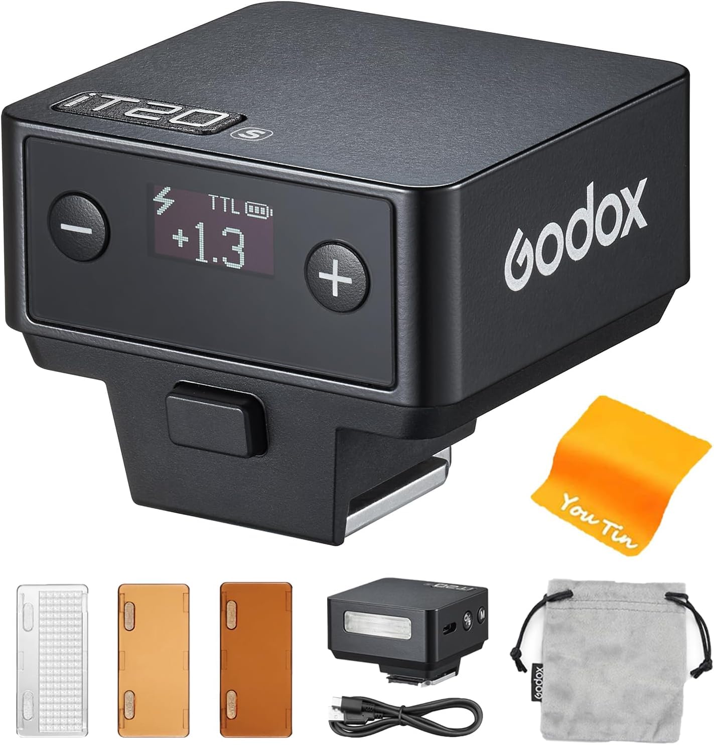 Godox IT20 S IT20S TTL Mini lampa błyskowa do aparatów Sony, 700 błysków, czas ładowania 1,5 s, 6 poziomów (moc 1/32-1/1), dyfuzor magnetyczny i filtr, wbudowana bateria litowa