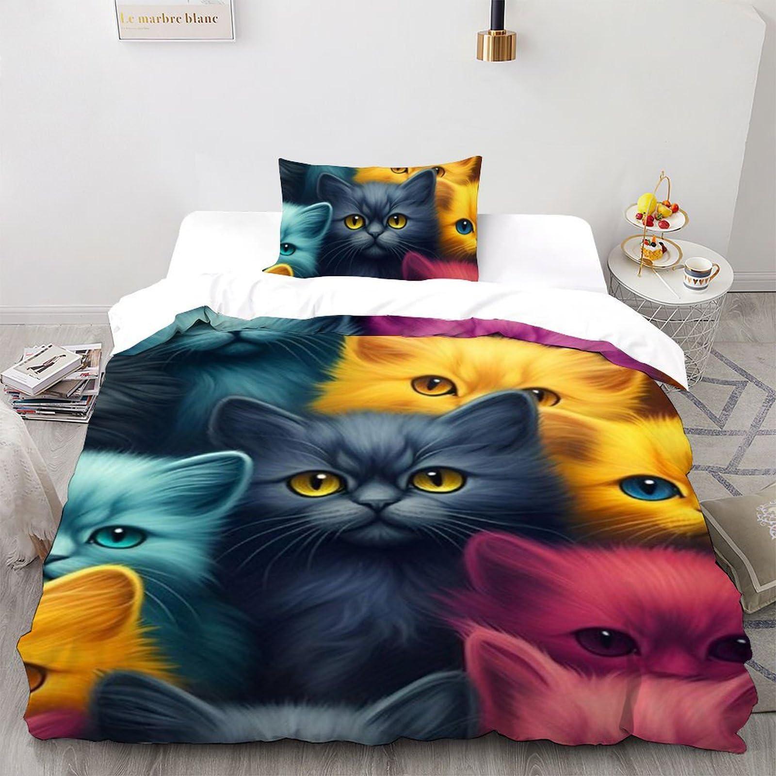 Housse de couette chatons microfibre pour literie enfant facile à laver