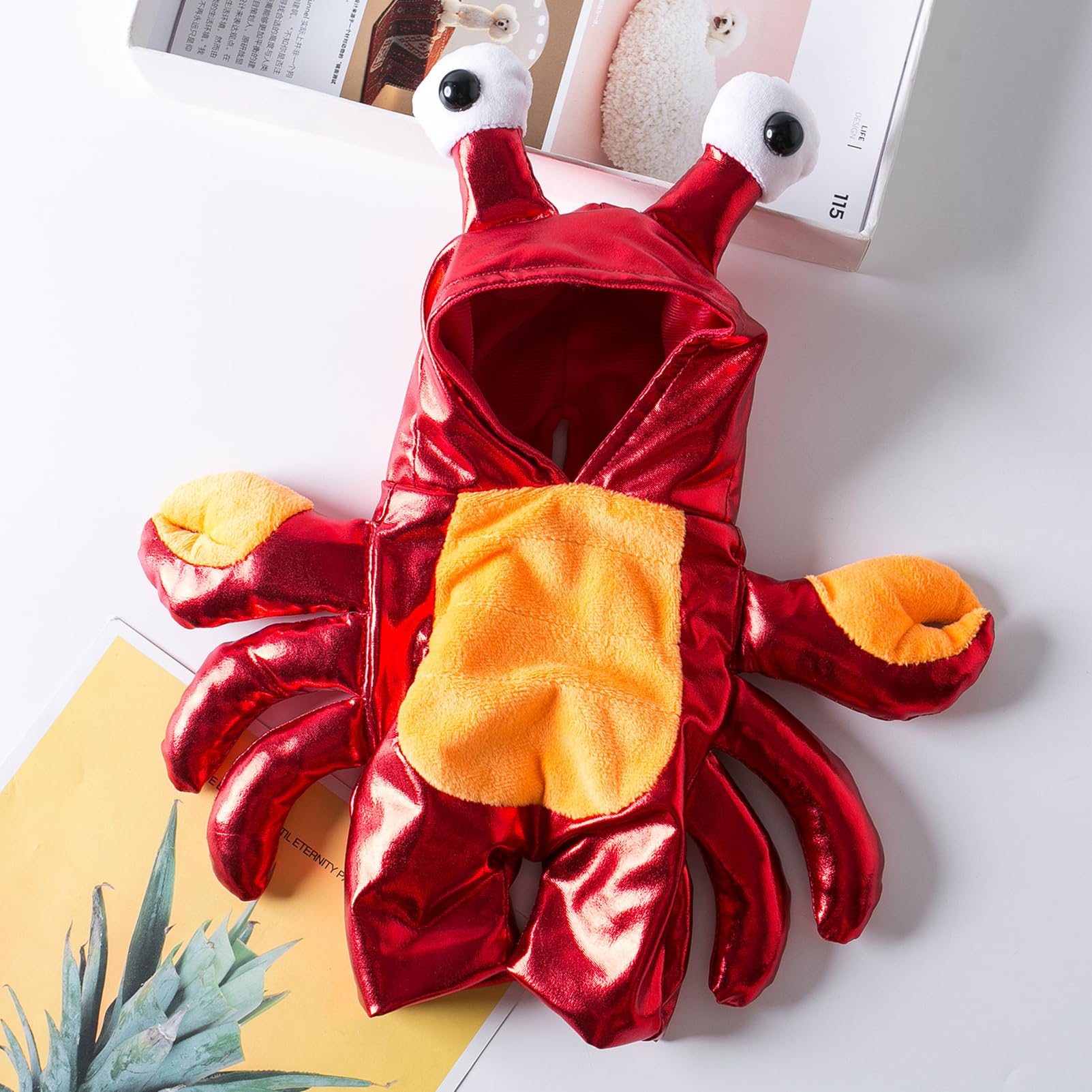 BAMY Disfraz de cangrejo para perro de Halloween, sudadera con capucha para mascotas, ropa divertida de bulldog, traje de gato, ropa para perros pequeños y medianos (S (circunferencia del pecho 11