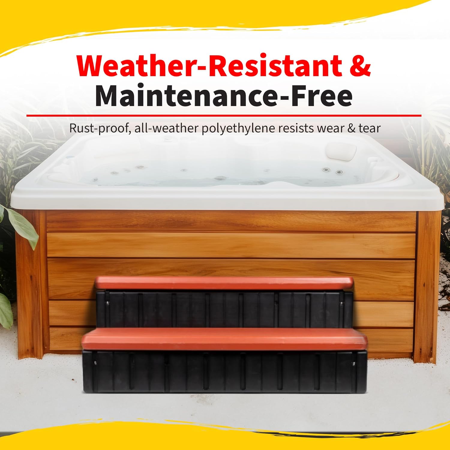 Heatwave Hot Tub Steps with Storage for Spa Accessories - Red Brick