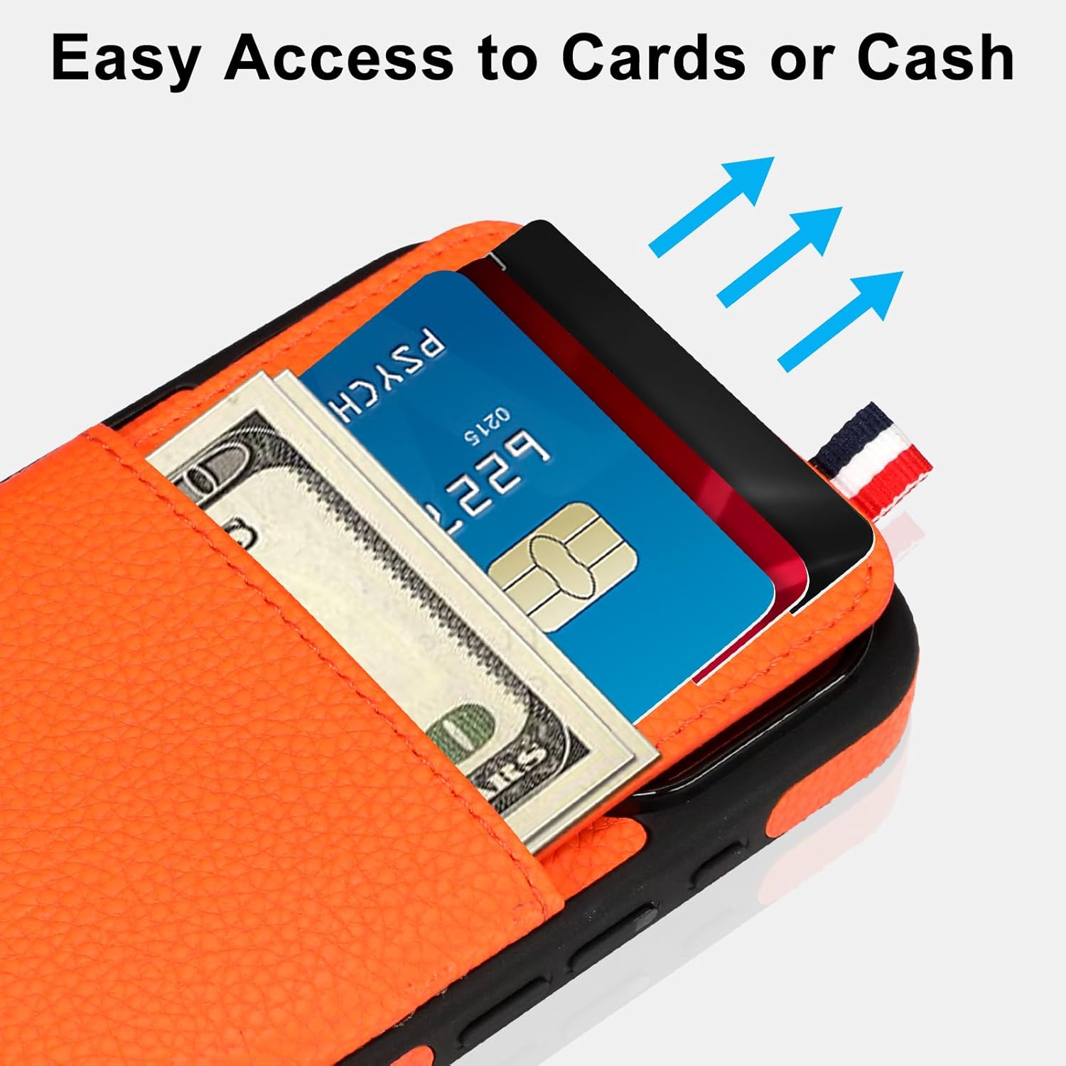 Wallet Phone Case for iPhone 17 Pro Max Case with Card Holder for Men Women, Leather Protective Phone Cover with Wallet Compatible with iPhone 17 Pro Max of 2025, Orange - Image 3