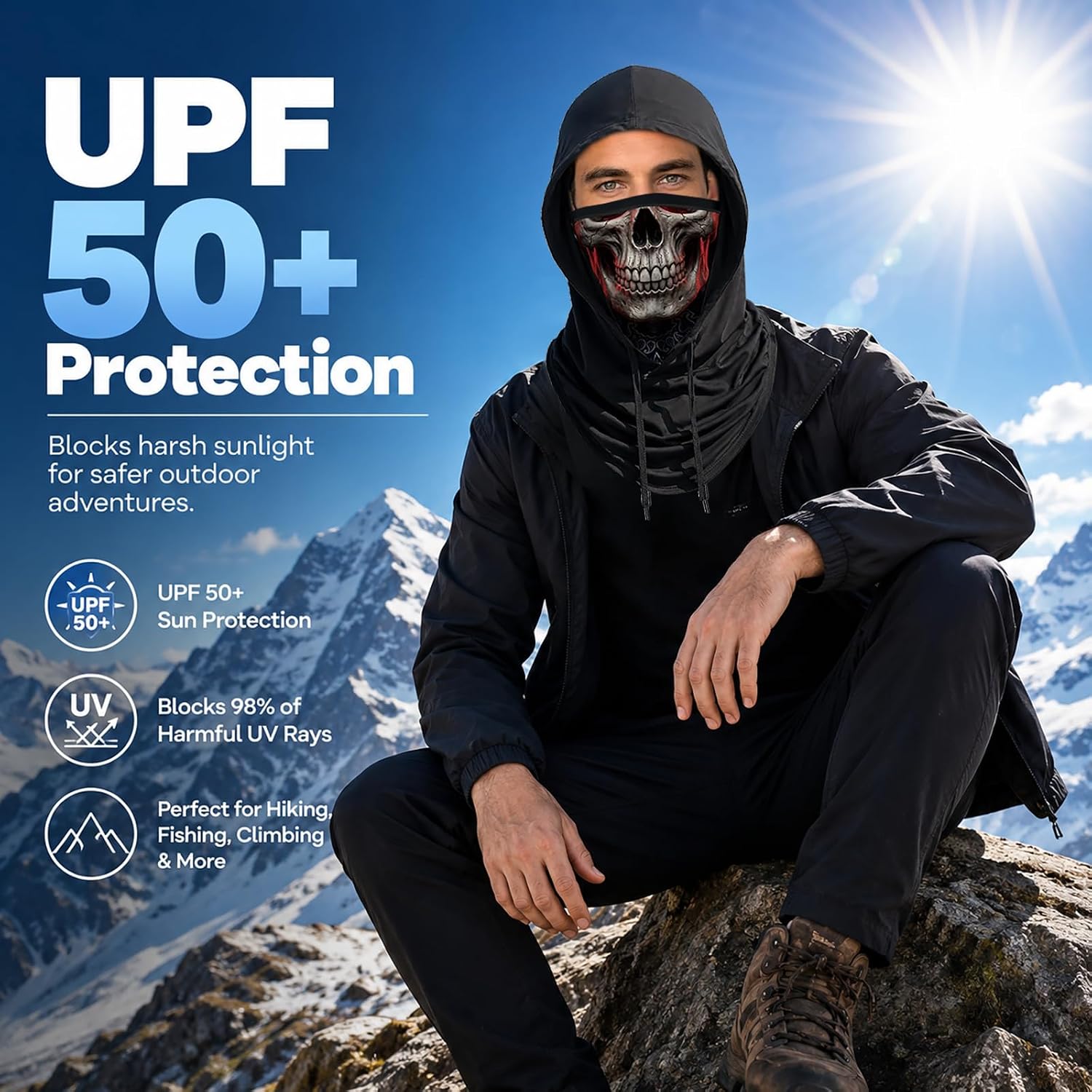 Skull Balaclava Hat for Women Men Sun UV Protection Summer Cooling Full Face Mask Cycling Hiking Fishing Outdoor Sports