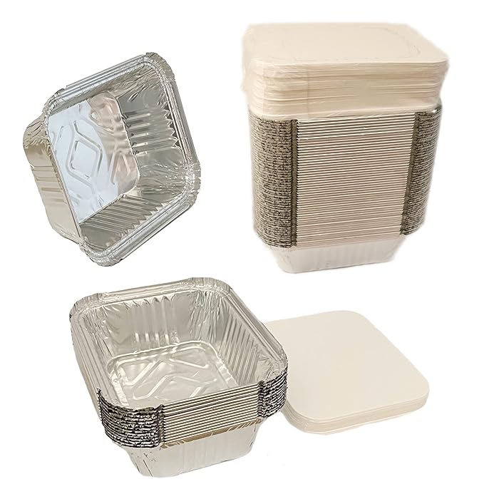 Buy 55X Aluminium Foil Trays Containers with Lids Food trays with Lids