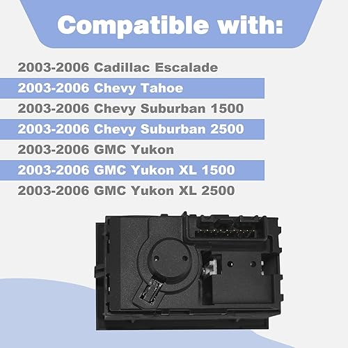 Miniatura 2 de Interruptor del limpiaparabrisas trasero, interruptor de control de luz antiniebla, compatible con Chevy Suburban 1500 2500 2003-2006  TahoeGMC