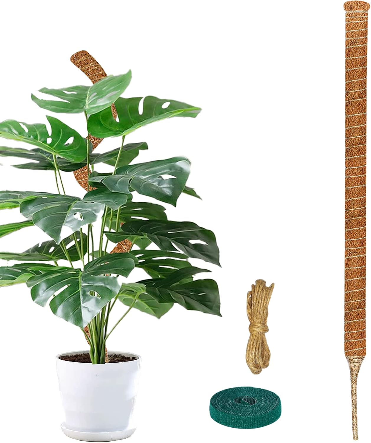 JJGoo Tall Moss Pole, 35.4 inch Bendable Moss Pole for Plants Monstera, Handmade Plant Sticks Support to Train Indoor Plants to Grow Upwards, Plant Support Stakes for Climbing Plants Growth