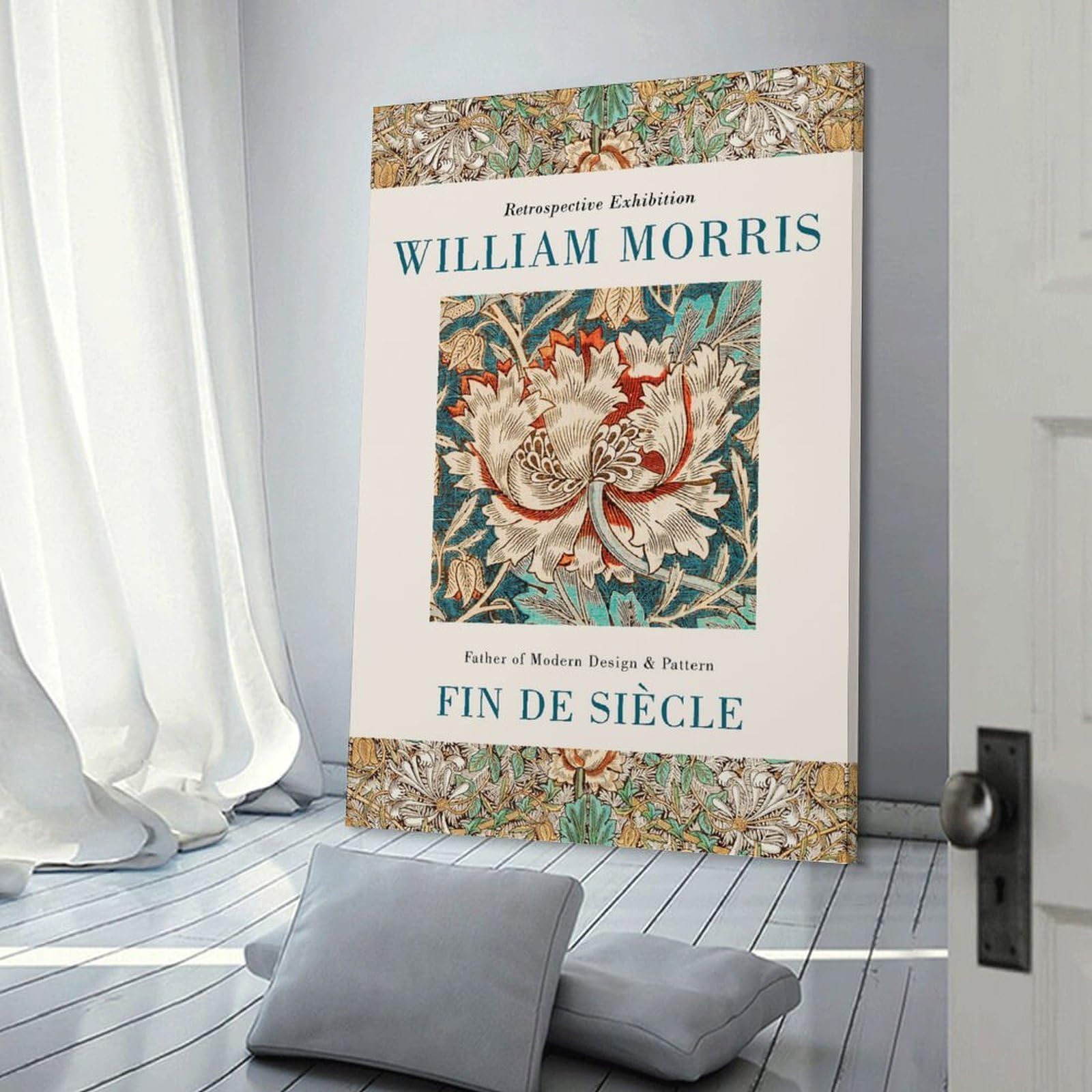 Junmoney William Morris Exhibition Canvas Wall Picture 16x24inch(40x60cm), for Picture Wall Styling in Lounge Or Bedroom, Decorative Artwork with Flexible Styling