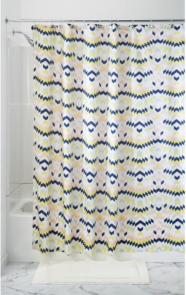 InterDesign Zana Cortina de ducha de tela, 72 x 72, multicolor pastel