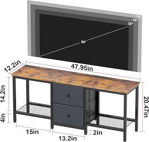 Miniatura 2 de Soporte de TV adecuado para televisores de hasta 55 pulgadas, centro de entretenimiento con cajones y estantes de almacenamiento, mesa de consola