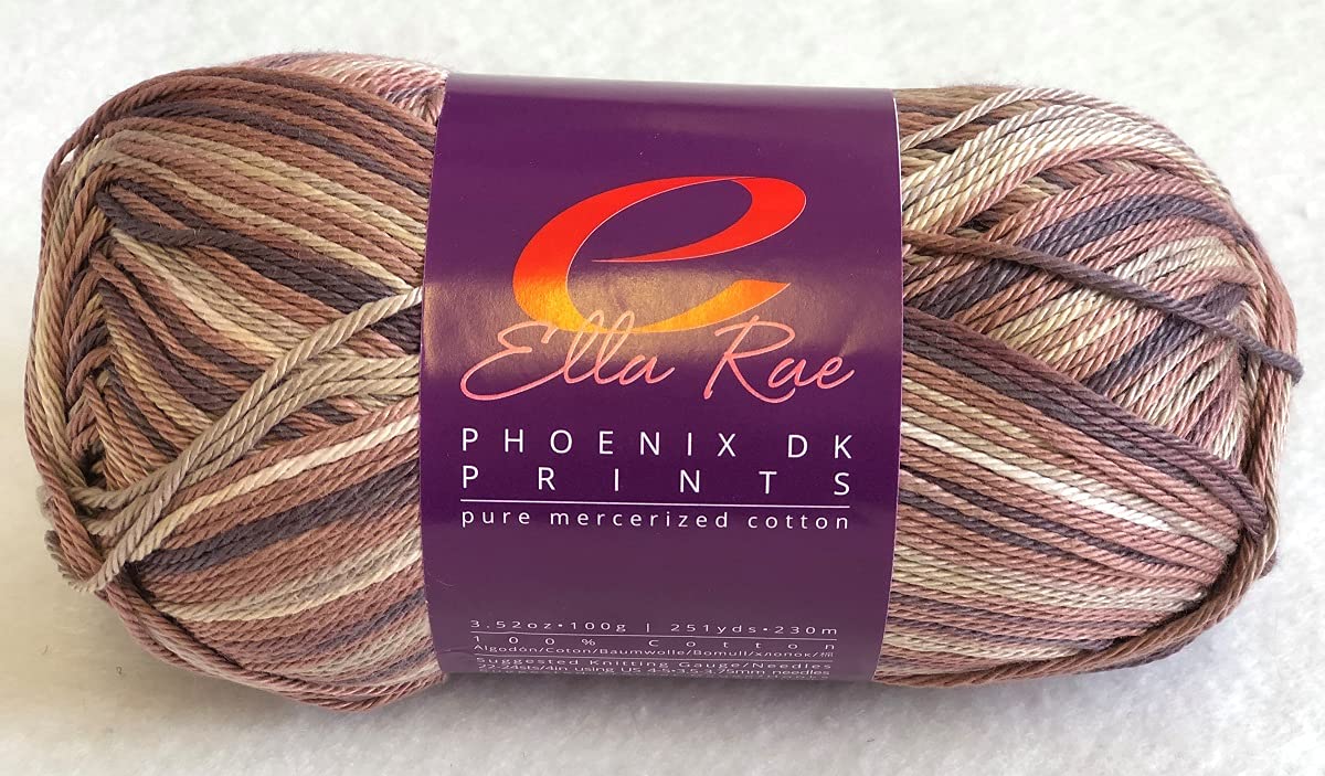 Ella RaePhoenix DK Print Cotton Yarn 100g 12 Cannoli Ollie