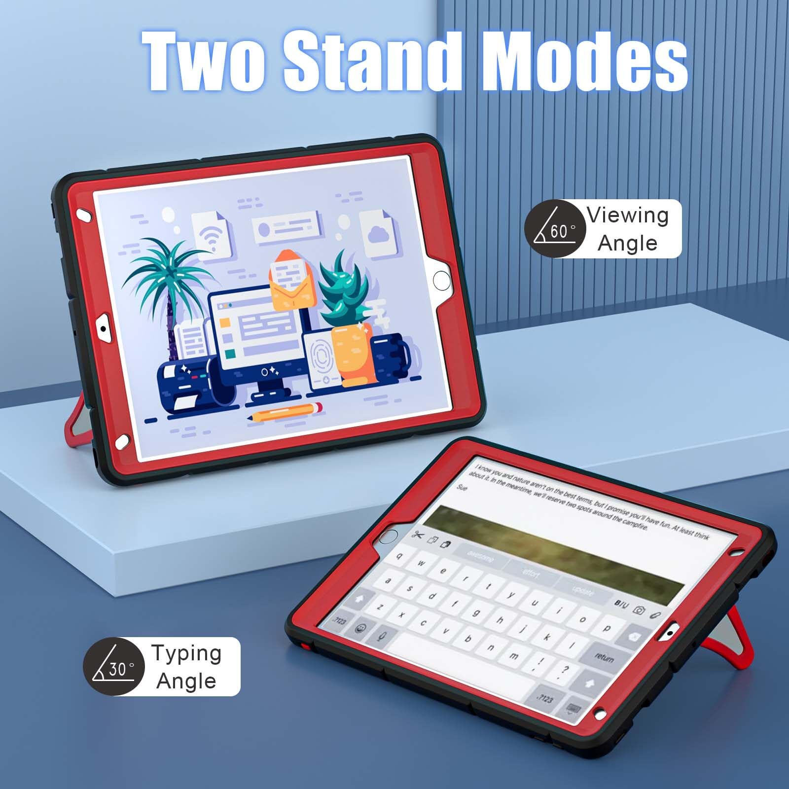 AKABEILA Étui pour tablette Apple iPad 10.2 9{^>e<^} 2021 8{^>e<^} 2020 7{^>e<^} 2019, coque de protection légère et résistante aux chocs avec béquille porte-stylo pour enfants, garçons, bébés