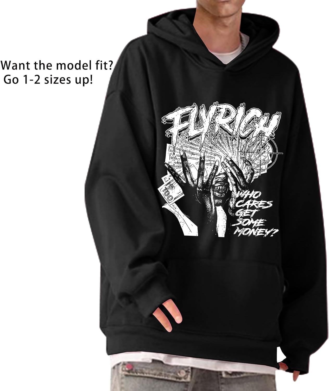 Oversized Hoodie Men Streetwear Hoodies Y2K Graphic Vintage Sweatshirt Grunge Rapper Designer Hooded Sweatshirts Tops - Image 2