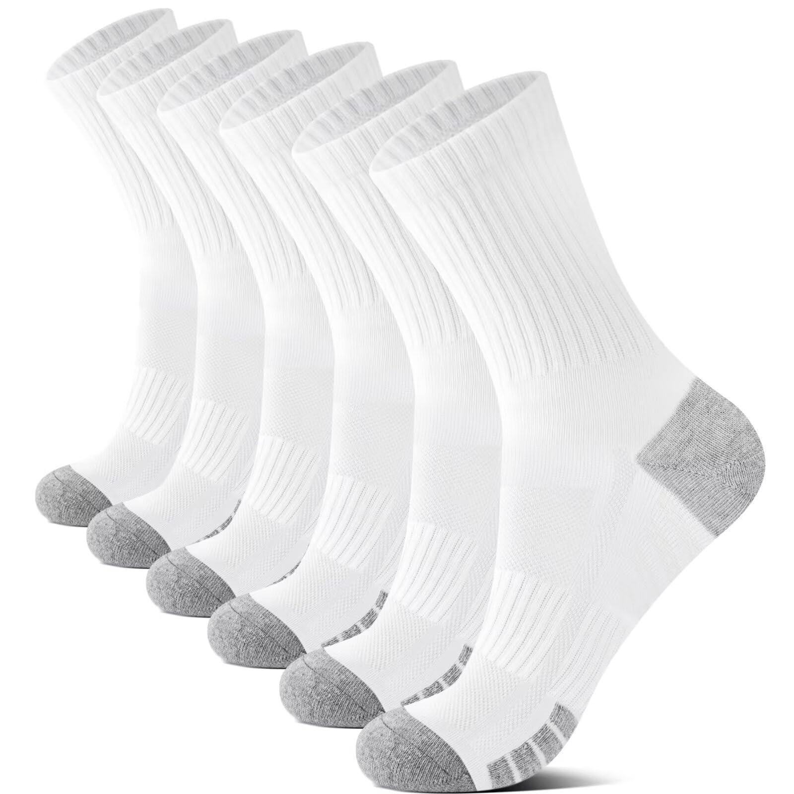 YouShow 6 paires de chaussettes Hommes Chaussettes de Tennis Femmes Chaussettes de Sport Chaussettes de Randonnée Crew Rembourrées Respirantes Douces Chaussettes en Coton