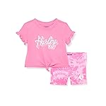 Hurley Girl's Hrlg Bike Short T shirt Set, Hyper Pink, 2 Years UK