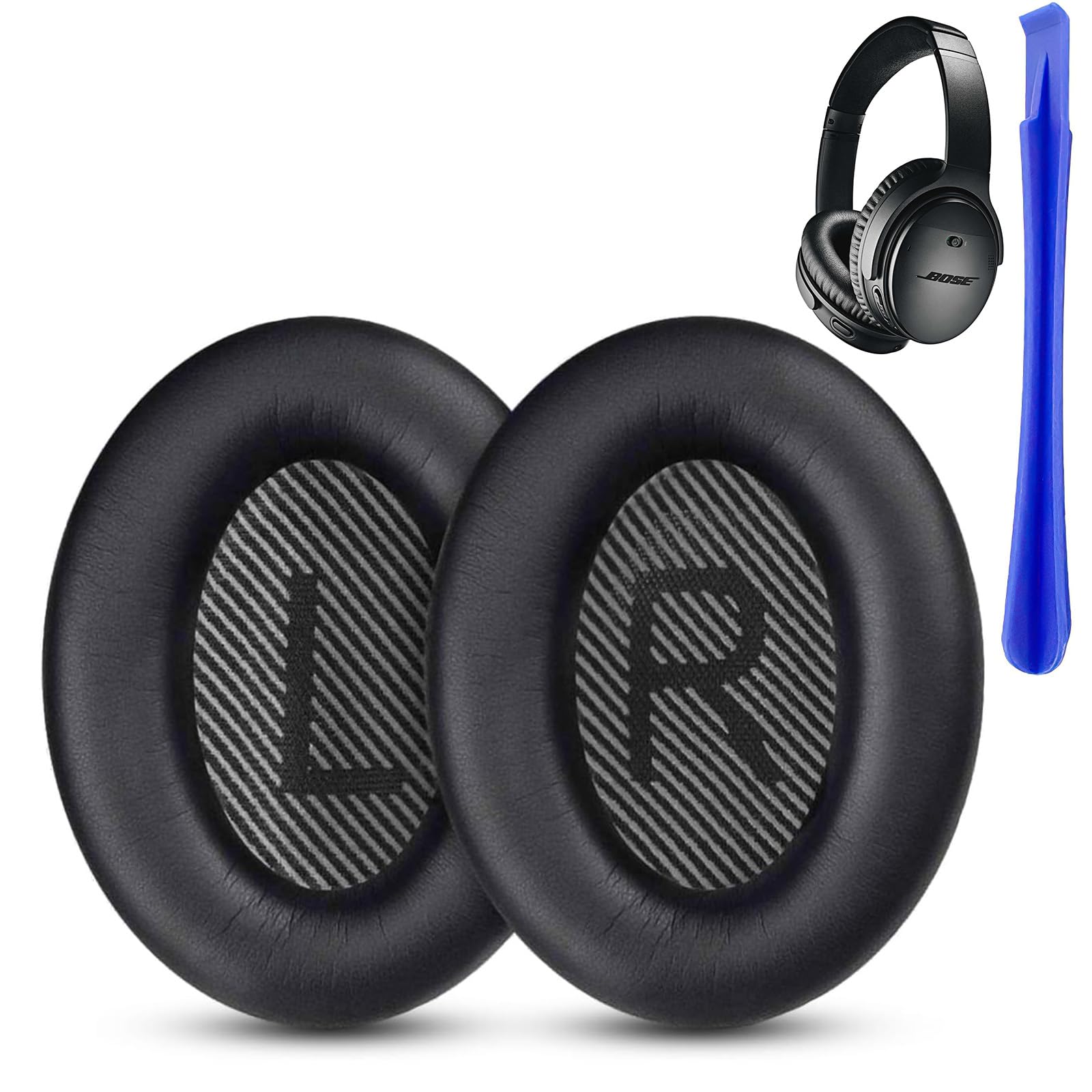 Coussinets De Remplacement En Cuir Souple Pour Casque Bose QuietComfort 35 (QC35 Et QC35 II) - Noir