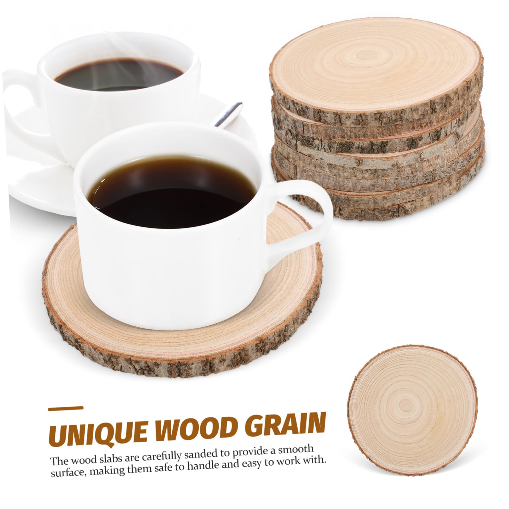 8 Pezzi Fette Legno Naturale con Corteccia Dischi Grezzi in Legno Paulownia Spessore per Decorazioni Matrimoni e Progetti Pittura e Pirografia