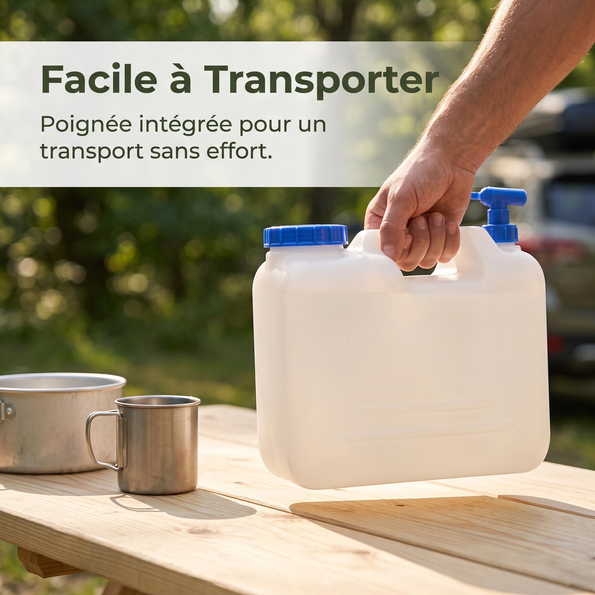 Amagogo Contenitore Acqua Portatile con Rubinetto Tanica Acqua Serbatoio Acqua Bidone Acqua Plastica Alimentare con Maniglia Resistente E Dosaggio Facile, 15L