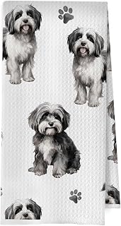 Havanese Kitchen Towels, Havanese Gifts Waffle Weave Decorative Dish Towels, Dog Mom Lover Gifts Decorative Hand Tea Towel for Bathroom Kitchen, Pet Lover Gift, 16x24 Inch