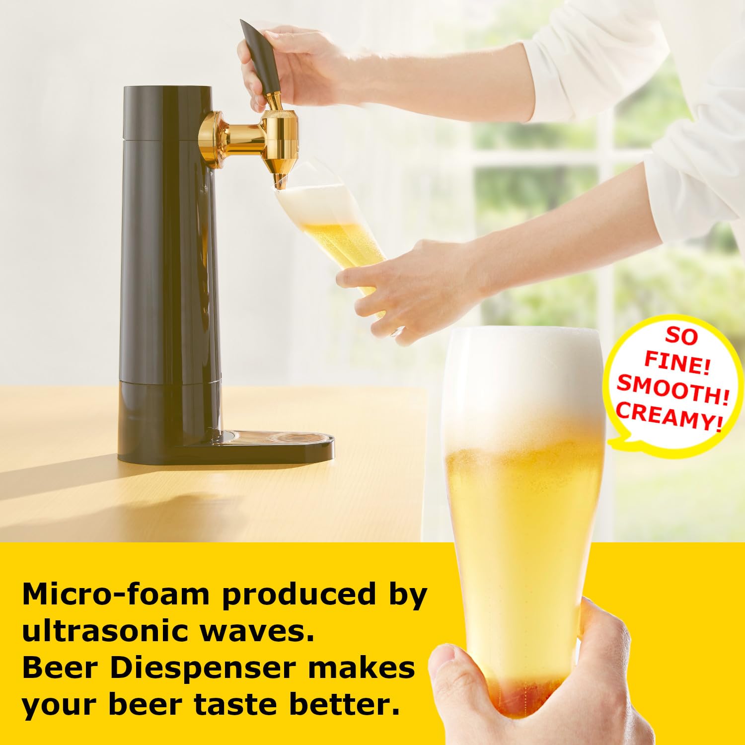GREEN HOUSE : Dispensador de cerveza de barril y máquina de espuma ultrafina. Mini barril. Último modelo. Espuma ultrafina (burbujas de niebla) entre las burbujas de la superficie y la cerveza que