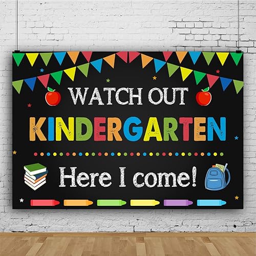 Miniatura 2 de Alltten Telón de fondo de regreso a clases para jardín de infantes de 7 x 5 pies, telón de fondo para el primer día de escuela, preescolar,