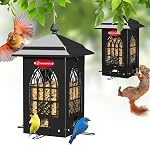Kingsyard Squirrel Proof Bird Feeders for Outdoors with Weight-Activated Perches, 5 Lbs Capacity Large Bird Feeder House for Small wildbirds Cardinal Finch Bluebird Chickadee, Blue