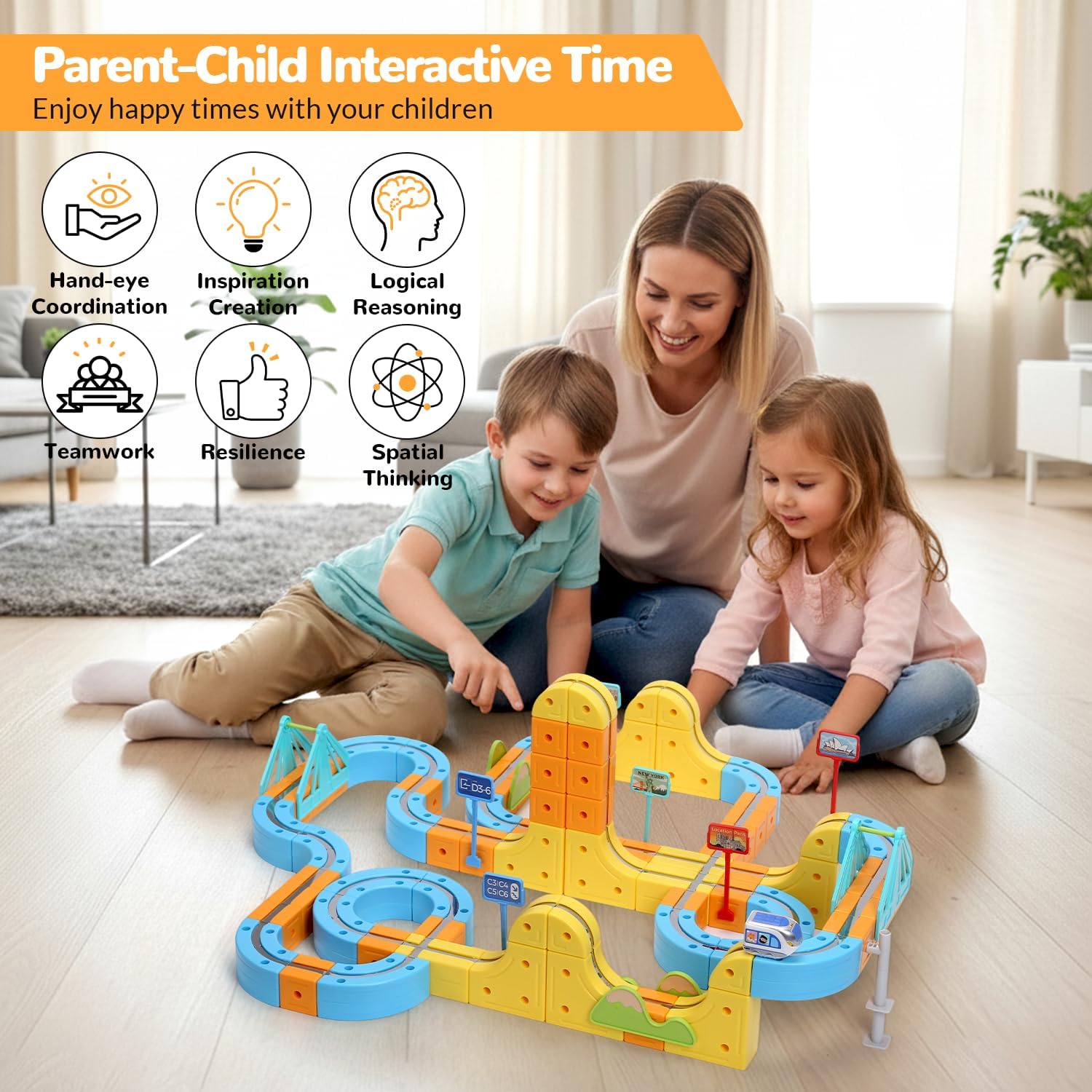 Magnetic Rail Electric Train Toy, Gravity-Defying Montessori Railcar Set with Signs, Rechargeable Train, Stem Learning Gifts for 4 5 6 7+ Years Old Toddler Boys Girls Birthday Christmas (156 PCS)