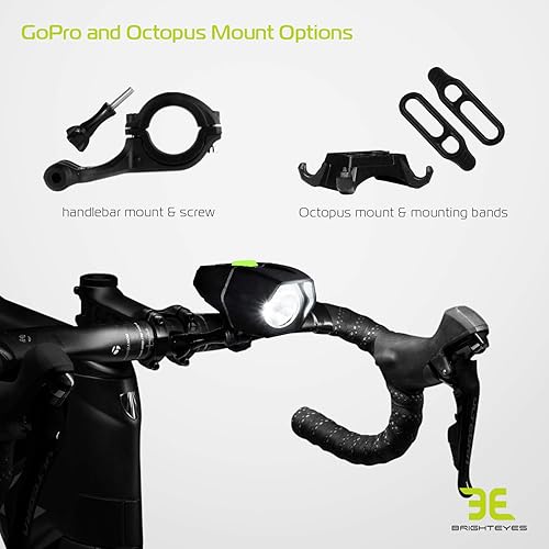 Miniatura 5 de Bright Eyes Ember - Luz recargable súper brillante para bicicleta, 10 horas en brillo estándar, recargable por USB, opciones de montaje originales y