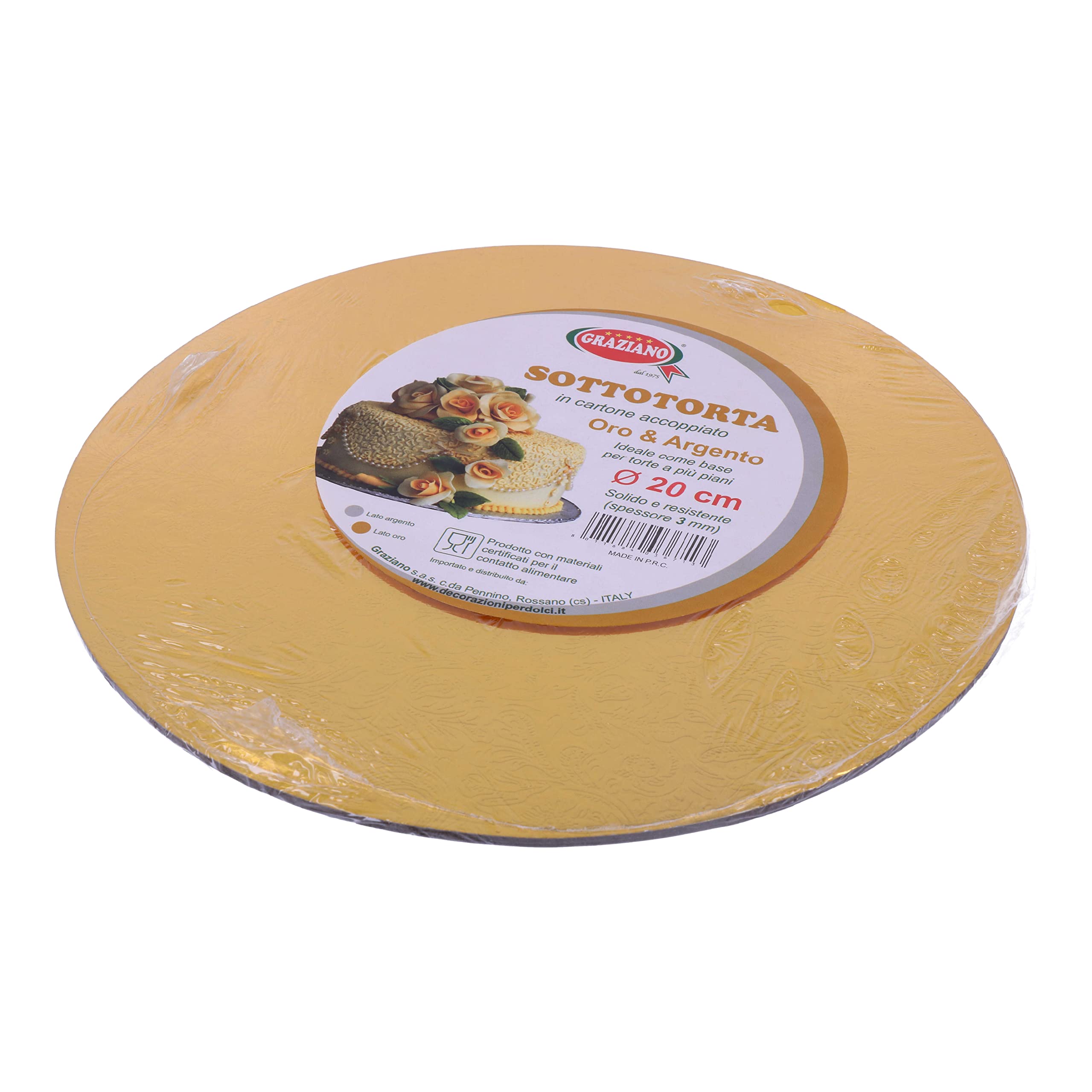 Graziano 3444 Cake Tray 20cm Gold