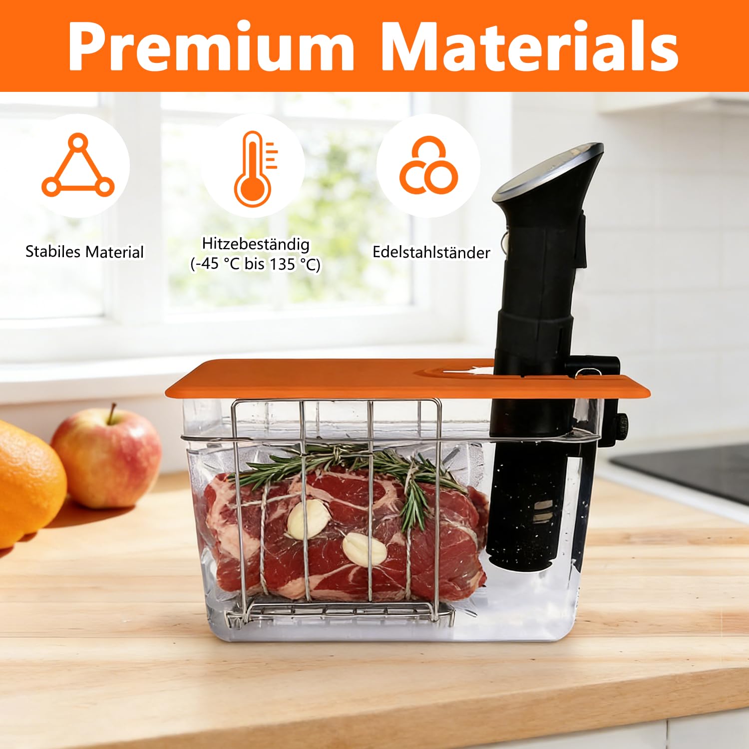 Sous Vide Behälter 12L, Sous Vide Container mit Deckel und Rack ür Sous Vide Stick Garer, Multifunktionaler Transparenter Behälter Geeignet für Fisch Fleisch und Gemüse (Set)