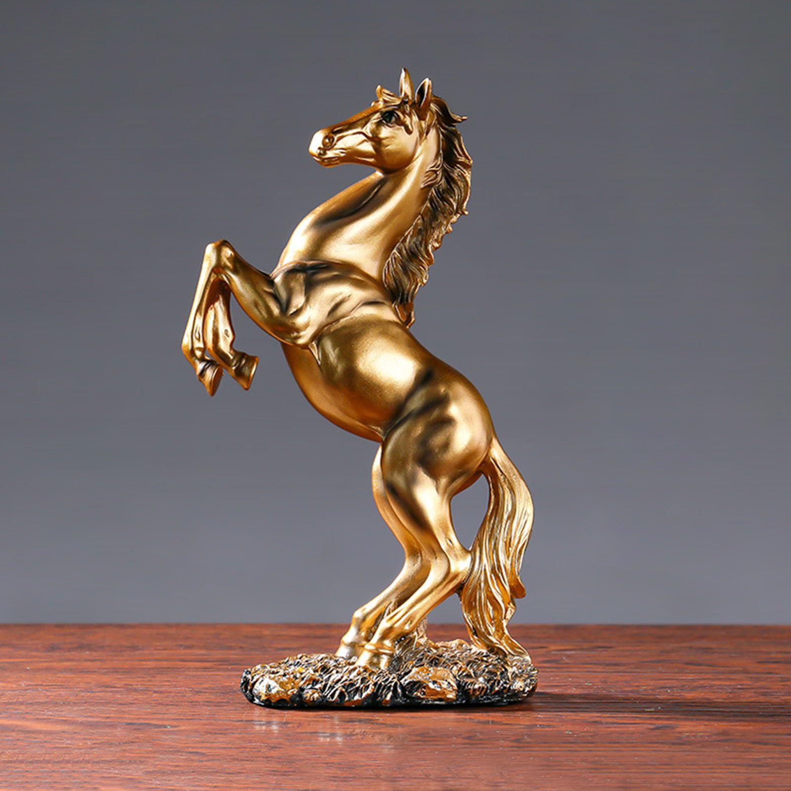 Horse Sculpture, Indoor Abstract Art Statues, Resin Figurines, Desktop Decorative Collection Ornaments (Gold)