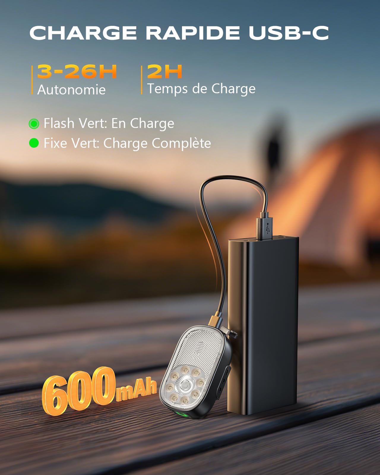 CIRYCASE Mini Lampe Torche à Clip, 10 Modes Lampe Running Portable avec Lumière Spot & Flood, EDC Lampe de Poche LED Rechargeable et Étanche IP65 pour Coureurs/Camping/Randonnée/Luminaires d'Urgence