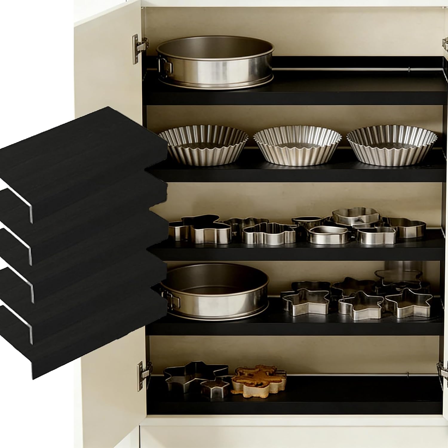 5-Pack PVC Composite Board Wire Rack Covers, 20x12in,Waterproof Scratch Resistant Easy Install,Black,Moisture Shelfs Liner Pantry Kitchen,Closet & Utility