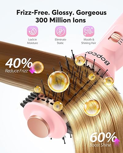 Miniatura 5 de Cepillo secador de pelo de doble voltaje, mini cepillo secador de pelo con auto 100-240 V, enchufe UEReino Unido, cepillo de aire caliente compacto