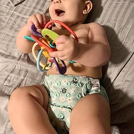 Mama Koala 3.0 Pocket Cloth Diapers for Babies with AWJ Lining, 6 Pack with 6 4-Layer Natural Cloth Diaper Inserts - Reusable and Washable Pocket Diapers(Garden Beetles)