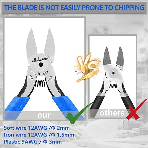 Miniatura 2 de Cortadores de alambre de 5 pulgadas para componentes electrónicos, cortadores laterales CR-V para manualidades, cortadores diagonales ultra