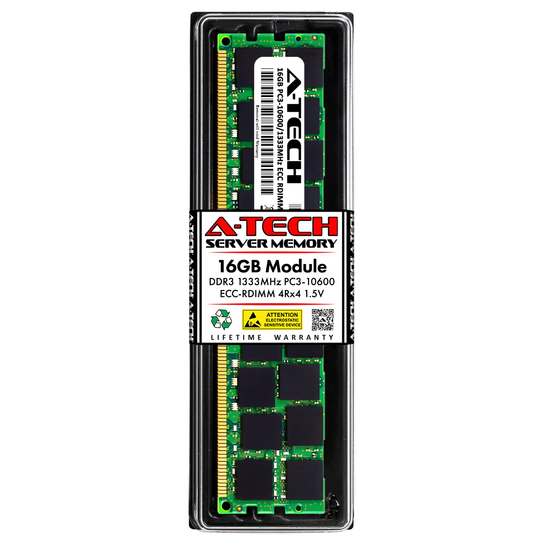 A-Tech 16GB DDR3 1333MHz PC3-10600R ECC RDIMM 4Rx4 Quad Rank 1.5V