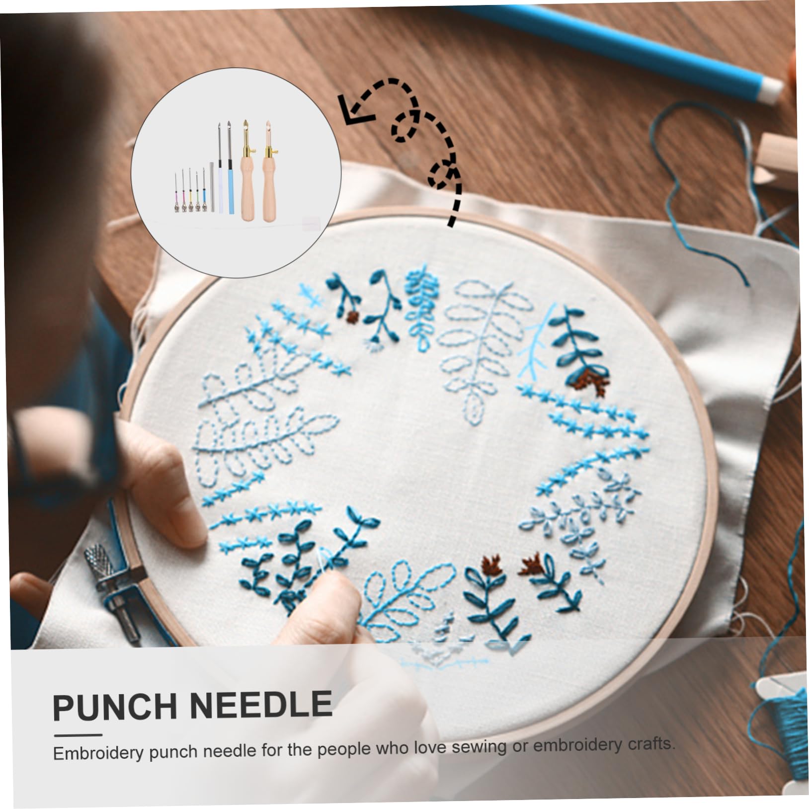 Operitacx 4juegos Agujas De Bordado Punch Needle Mango De Madera Kit Para Principiantes Manualidades y Bordados Para Proyectos Textiles y Arte Casa