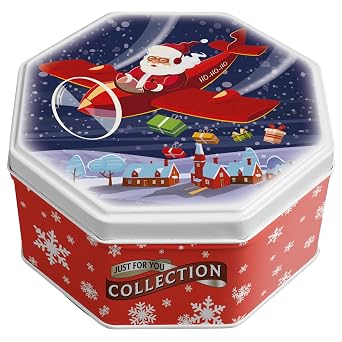 Campbells Shortbread Petticoat Tails Christmas Cookies Tin 4.1 Oz 115g - Flying Santa Design, Pure Butter Scottish Shortbread Cookies from Scotland, Holiday Food Gift Tin, British Biscuits & Snacks