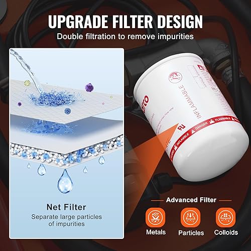 Miniatura 54 de VEVOR Nuevo tanque diésel portátil, capacidad de 58 galones y caudal de 10 GPM, tanque de combustible diésel con bomba de transferencia eléctrica