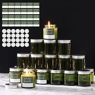 LETINE 24 Pack 4 oz Green Glass Jars with Silver Lids for Candle Making | Glass Candle Jars with Lids | Perfect for Sugar Scrubs, Herbal Products, and Bridesmaid Gifts